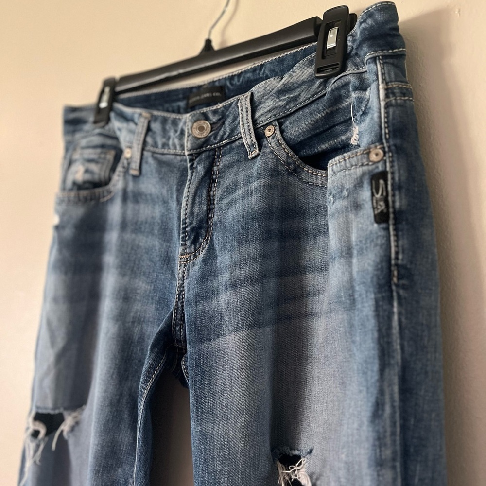 Silver Jeans Blue Boyfriend Distressed Denim - Picture 2 of 7
